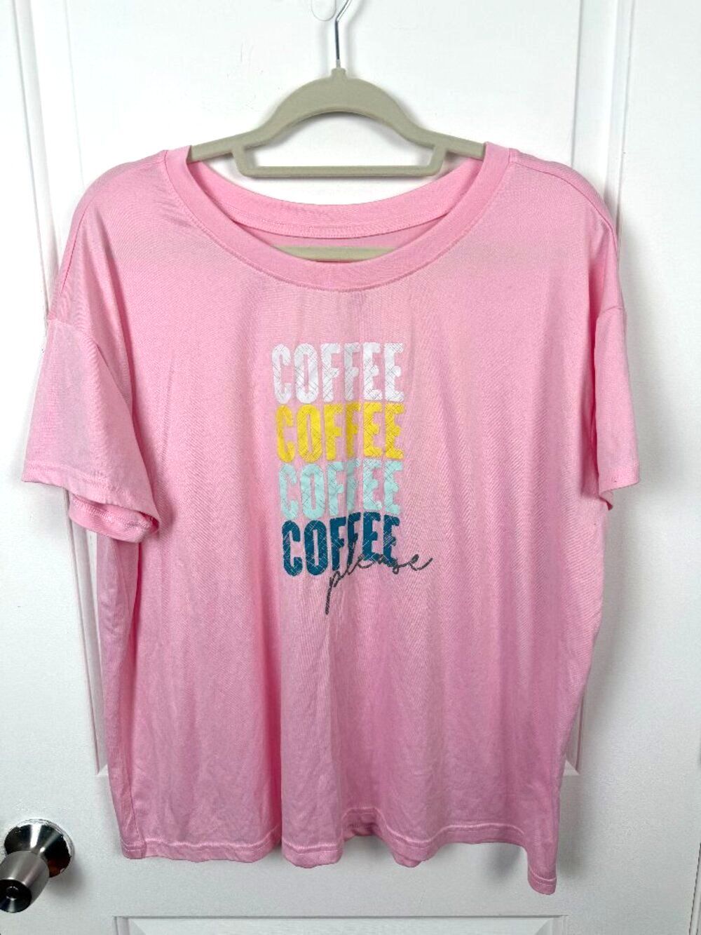 Pink Coffee Graphic Sleep Shirt Womens Size XL (16-18) Lounge Top